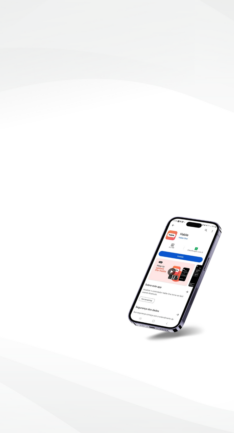 Phone displaying the hable app available for Android and iOS tablets and smartphones