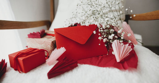 Romantic gifts, letter and small flowers