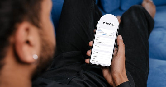 A man showing the VoiceOver on iPhone