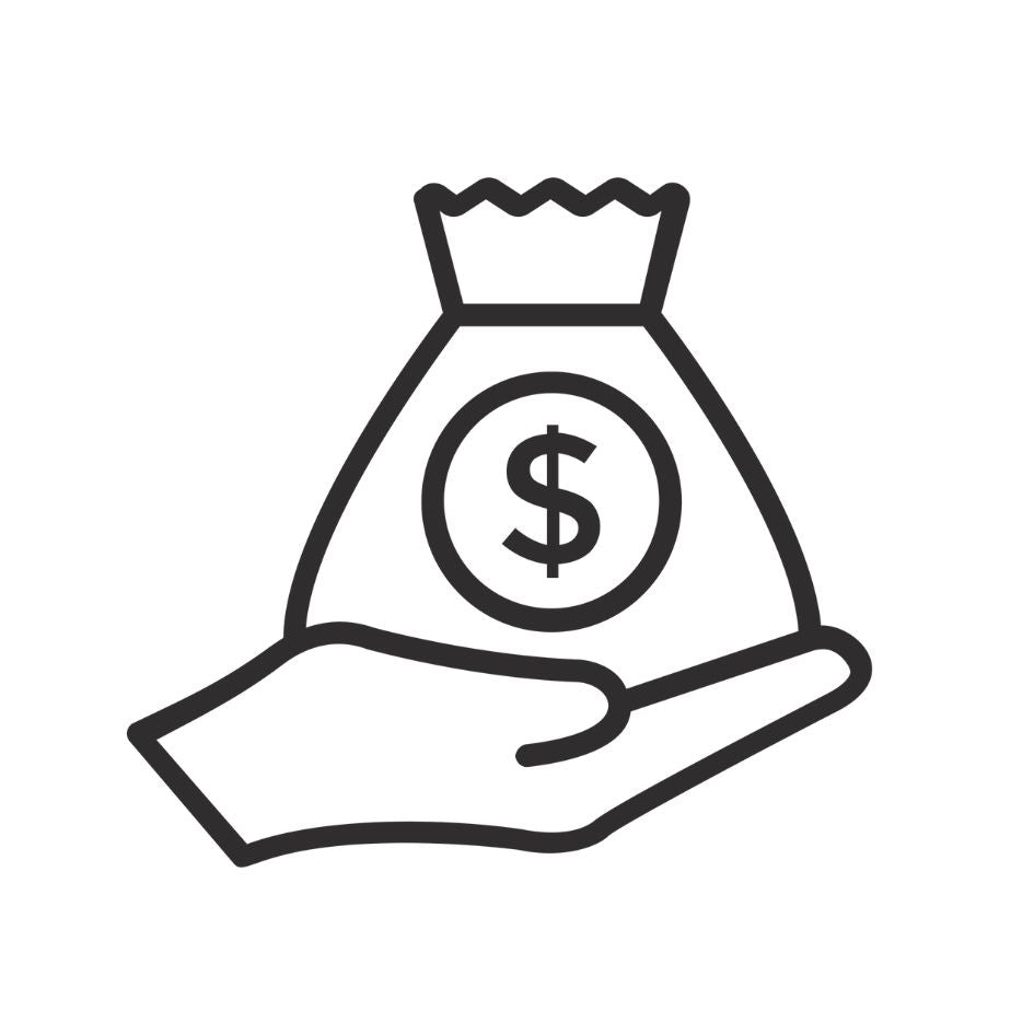 Hand holding a money bag