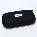 Closed black hard-shell Hable carry case with a woven fabric texture, rounded corners, and a white oval "hable" logo in the center top.